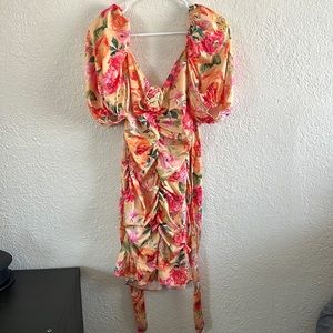 For love and lemons ruched bright floral dress